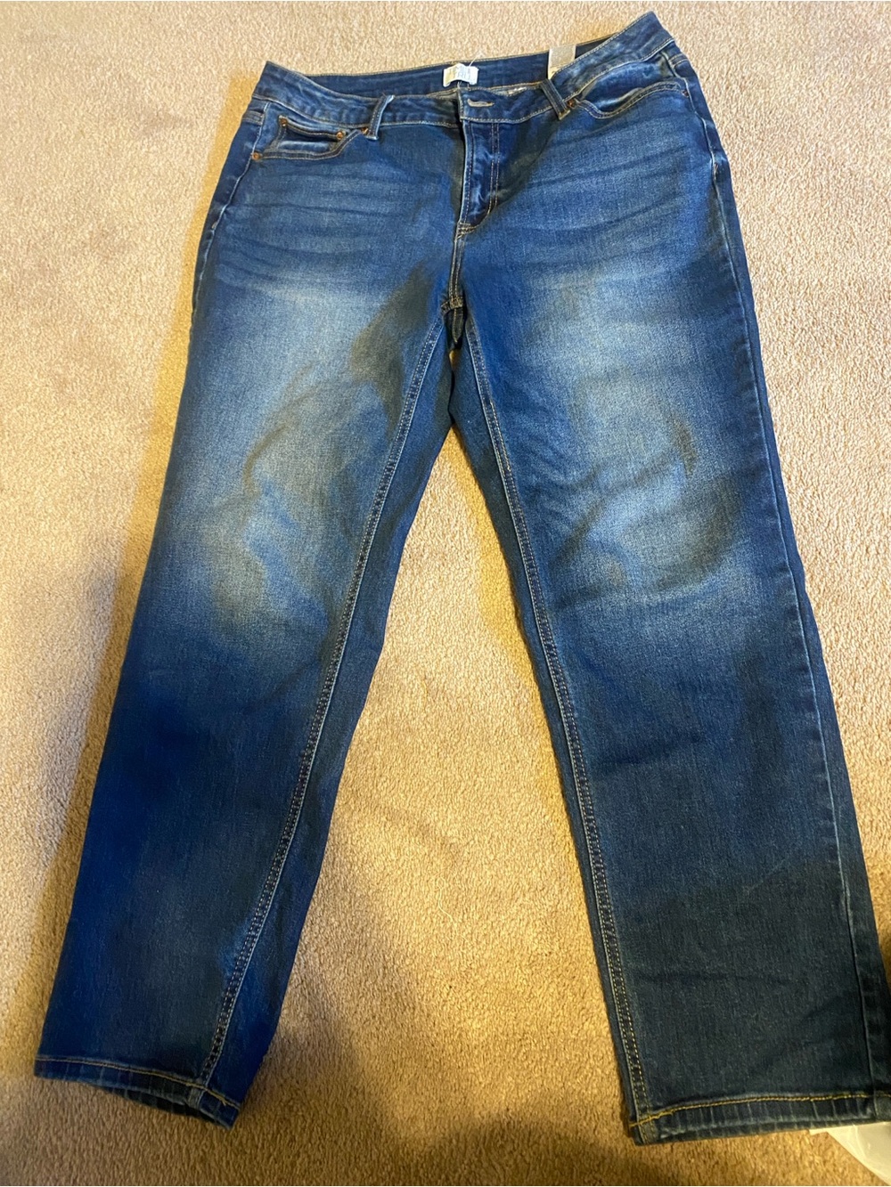 Womens Dark Blue Straight-Leg Jeans